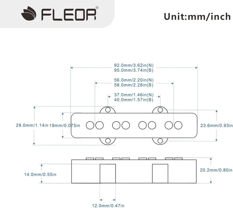 FLEOR Alnico 5 J Bass Pickups Neck Pickup for 4 Strings J Bass Guitar Pickup Part - Image 2
